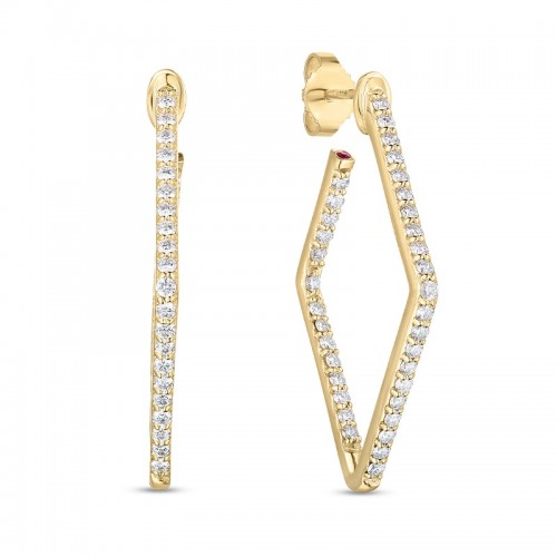 Roberto Coin 18K Yellow Diamond Small Square Hoops