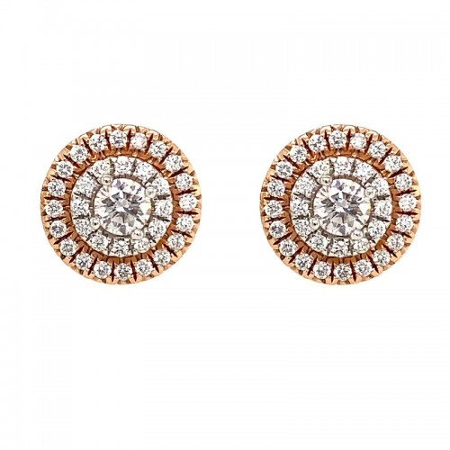 Diamond Earrings with Double Halo