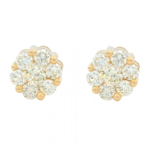 1ct Diamond Flower Cluster Studs in 10K Yellow Gold