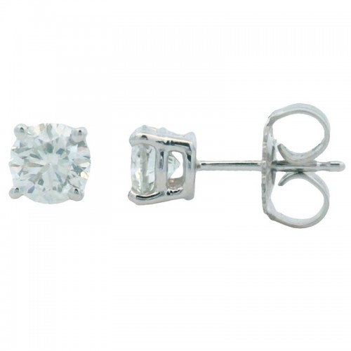 1ct Diamond Solitaire Studs in 14K White Gold