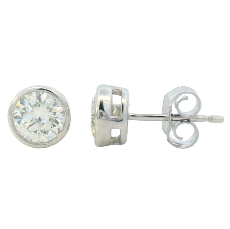 1ct Diamond Bezel Studs in 14K White Gold