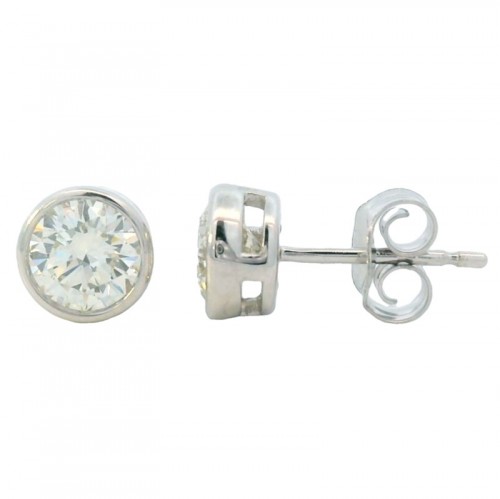 1ct Diamond Bezel Studs in 14K White Gold