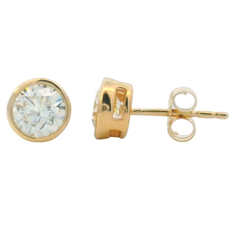1ct Diamond Bezel Studs in 14K Yellow Gold