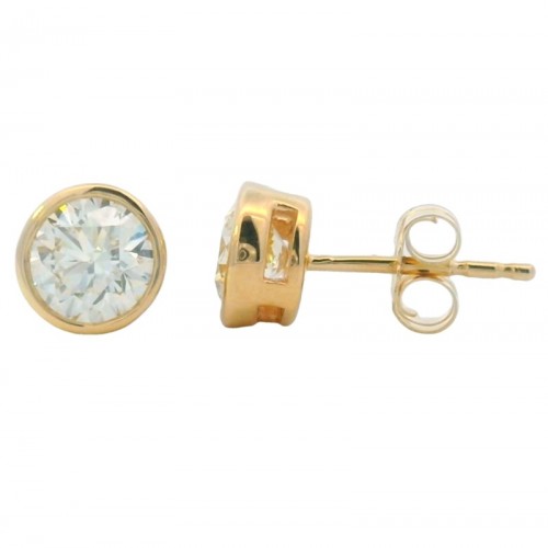 1ct Diamond Bezel Studs in 14K Yellow Gold