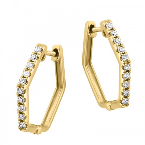 14Y Diamond Hexagon Hoops