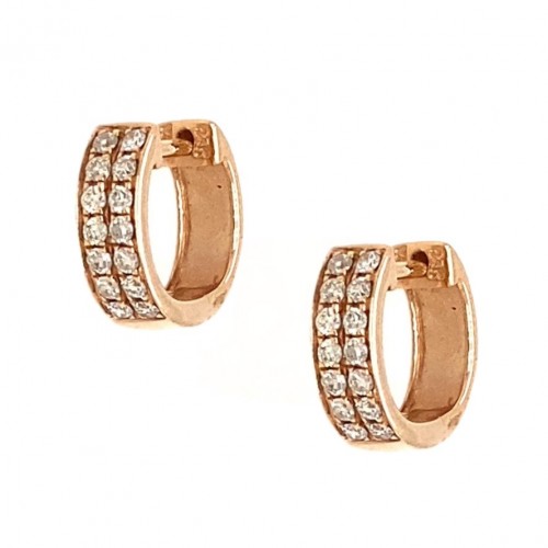 Double Row Diamond Huggies in Rose Gold