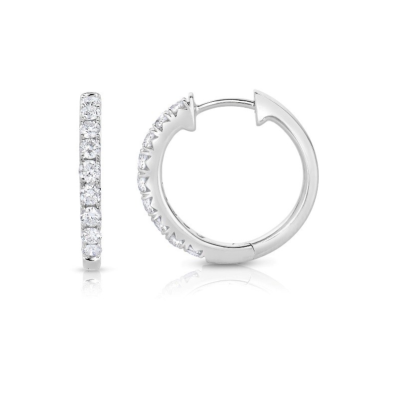 White Gold Diamond Huggie Hoops