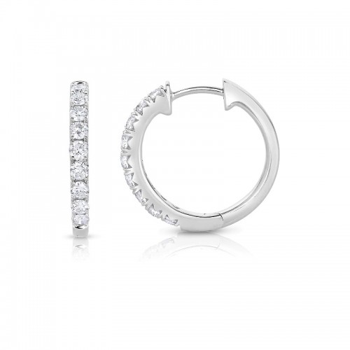 White Gold Diamond Huggie Hoops