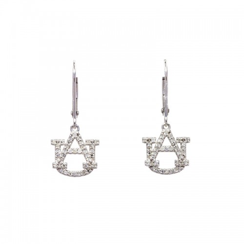 Diamond Dangle AU Earrings in 14K White Gold