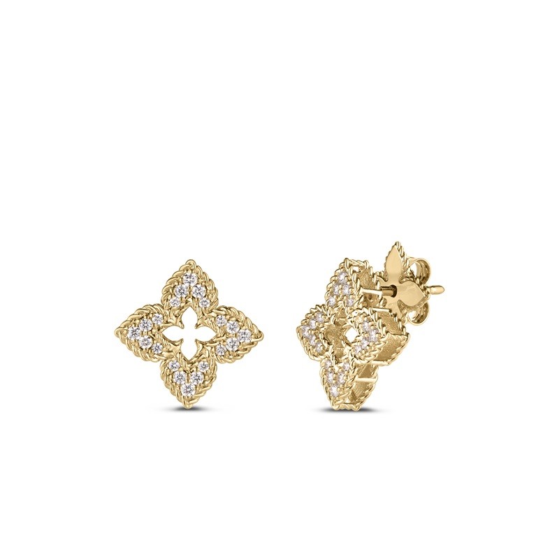Roberto Coin 18K Small Venetian Princess Diamond Flower Studs