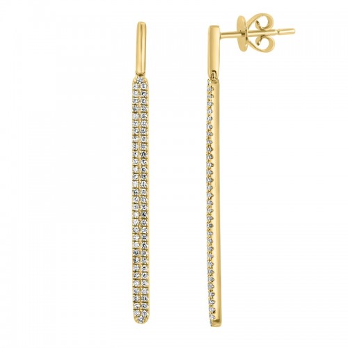 Pavé Diamond Drop Studs in 14K Yellow Gold