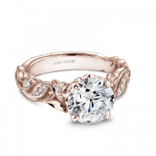 Vintage Rose Gold  Engagement Ring With Milgrain