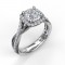 Fana Cushion Halo with Diamond and Gold Twist Engagement Ring