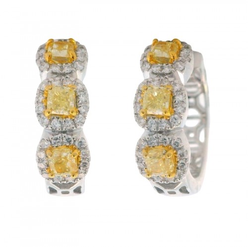 Natural Yellow Diamond Huggies with Halo