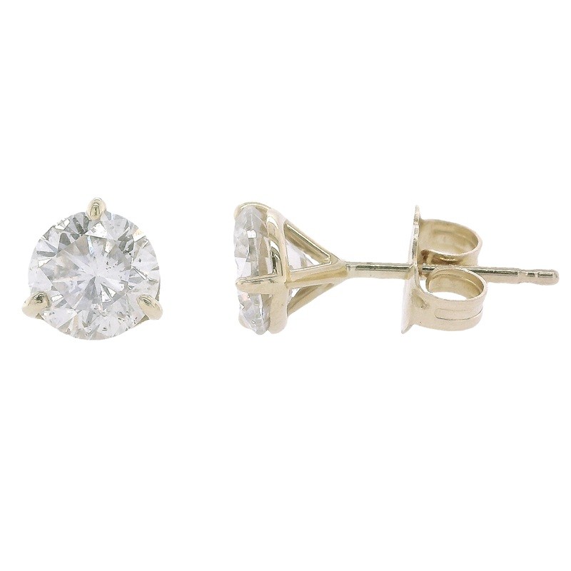 1.41ct Diamond Solitaire Studs in 14K Yellow Gold