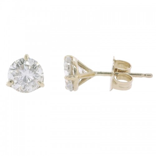 1.41ct Diamond Solitaire Studs in 14K Yellow Gold