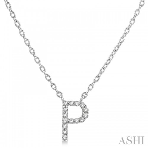 Ashi Diamond Initial P Necklace in 10K White Gold