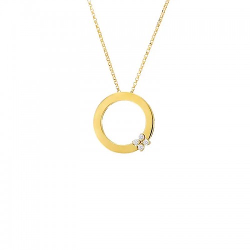 Roberto Coin 18K Love In Verona Circle Of Life Pendant With Diamond Flower