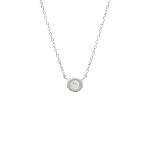 Medium Diamond Bezel Necklace in White Gold