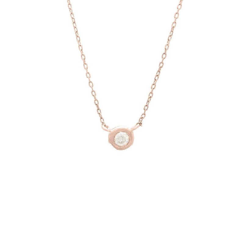 Medium Diamond Bezel Necklace in Rose Gold