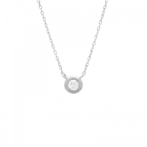 Large Diamond Bezel Necklace in White Gold
