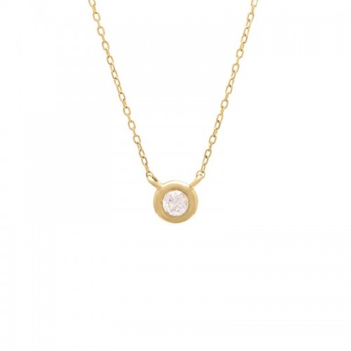 Large Diamond Bezel Necklace in Yellow Gold