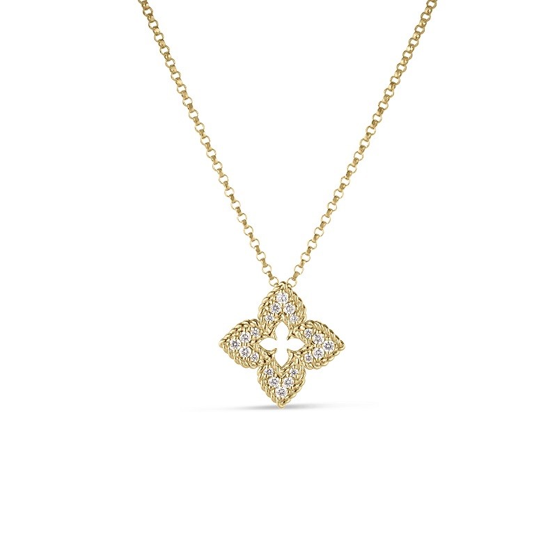 Roberto Coin 18K Small Venetian Princess Diamond Flower Necklace