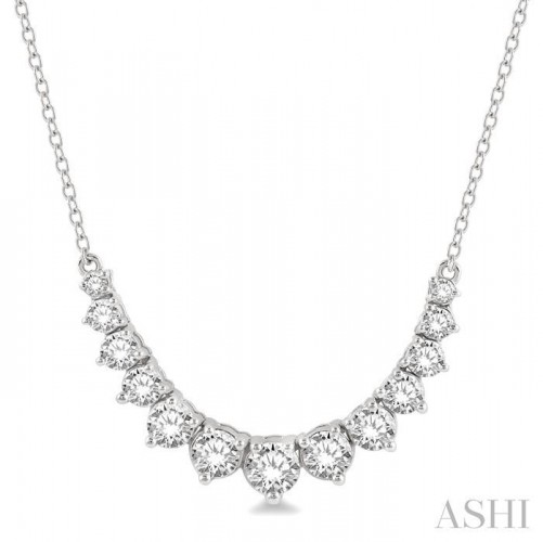 Ashi 1 CTW Graduated Diamond Smile Necklace