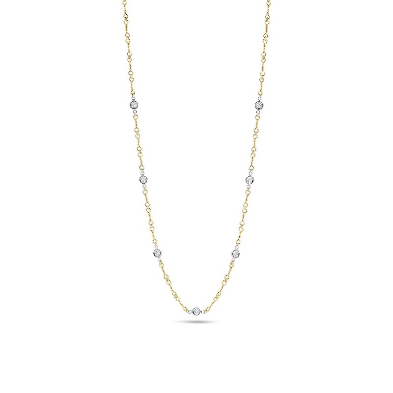 Roberto Coin 18K Dogbone Chain Necklace with Diamond Stations