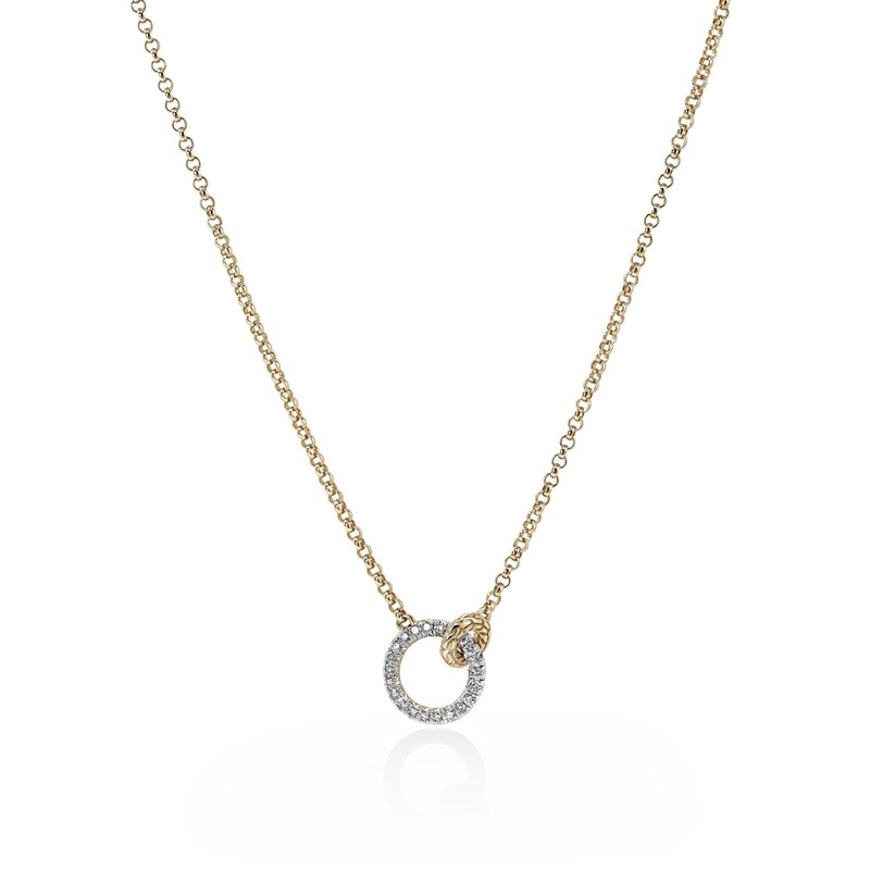 John Hardy Essential Linked Necklace with Diamonds in 14K Yellow Gold