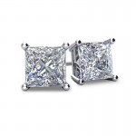 1.00CT PRINCESS CUT DIAMOND STUDS IN 14KW