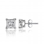 0.30 Carat Princess Diamond Studs in 14K White Gold