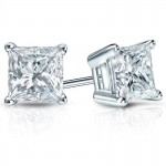 0.50 Carat Princess Diamond Studs in 14K White Gold