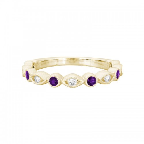 Amethyst and Diamond Stacking Band