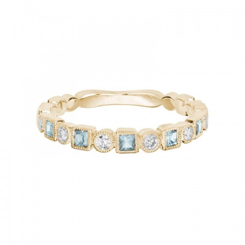 Aquamarine and Diamond Stacking Band