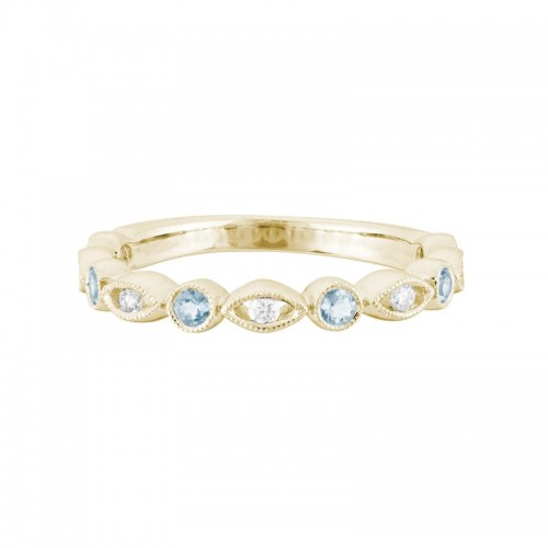 Aquamarine and Diamond Stacking Band