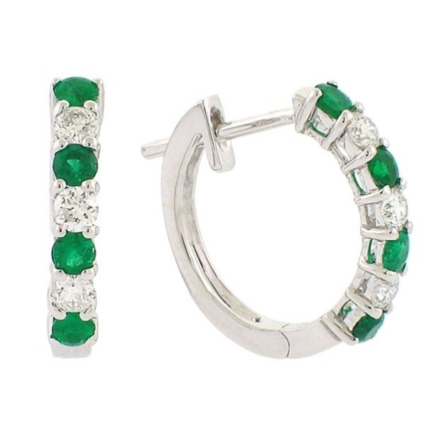 Emerald and Diamond Hoops