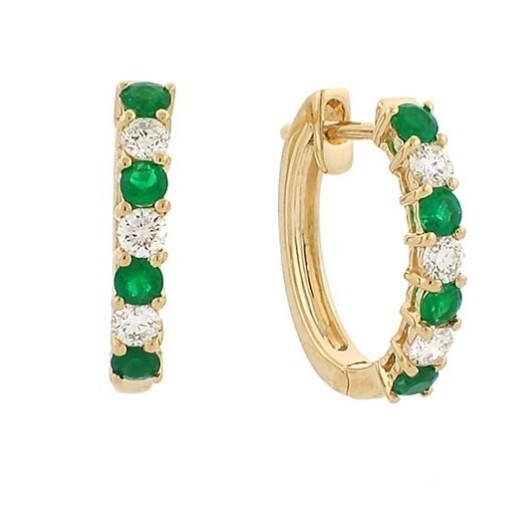 Emerald and Diamond Hoops