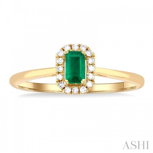Ashi Emerald and Diamond Halo Ring