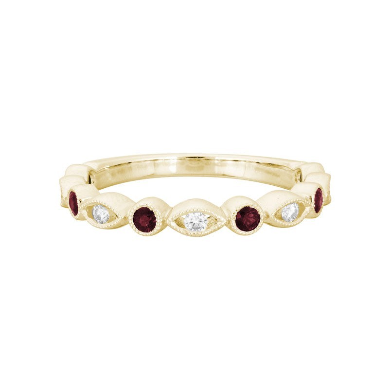 Garnet and Diamond Stacking Band