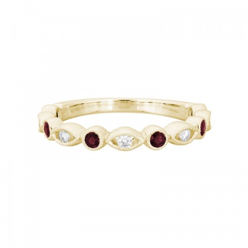 Garnet and Diamond Stacking Band