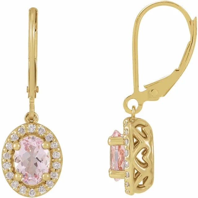 Morganite and Diamond Dangle Earrings