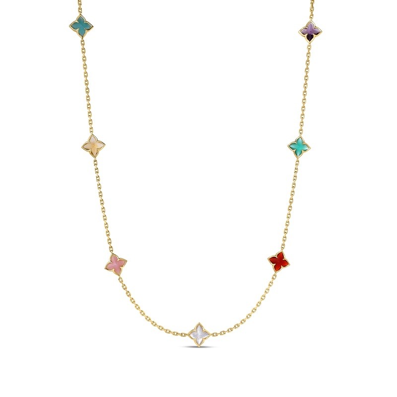 Roberto Coin 18K Venetian Princess Mixed Stone Flower Necklace