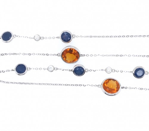Bezel Set Spirit Necklace in 14K White Gold