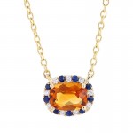 Sapphire, Citrine, and Diamond Spirit Pendant in 14K Yellow Gold