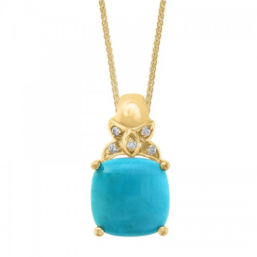 14Y Turquoise and Diamond Pendant