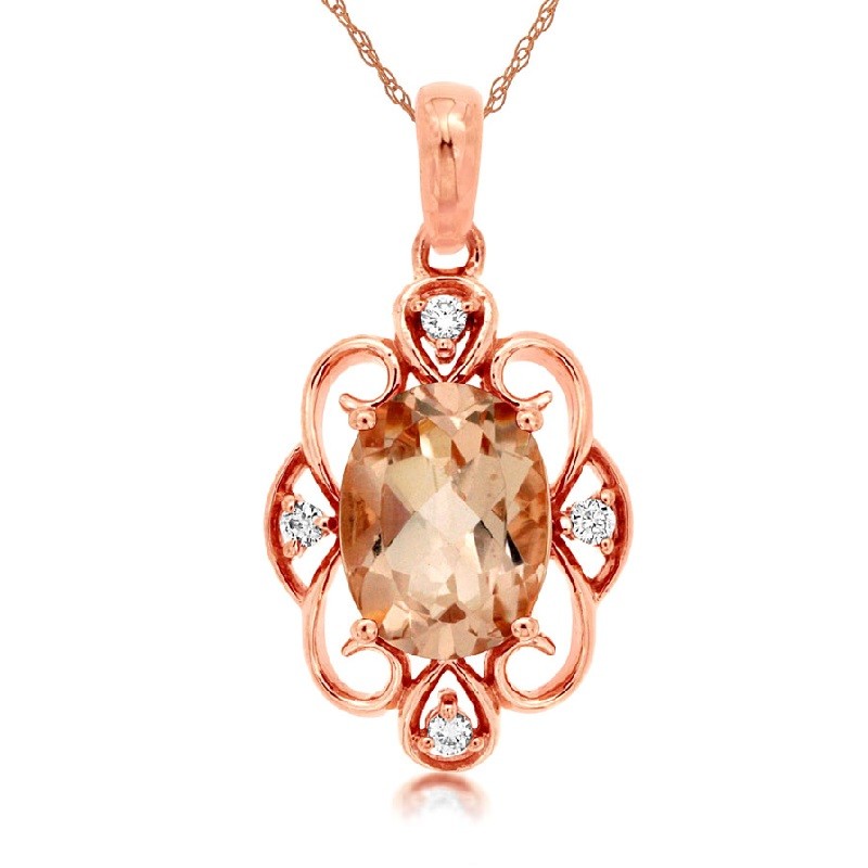 Oval Morganite Pendant with Diamond Accents