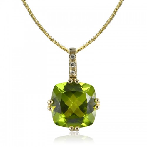 14Y Cushion Peridot Necklace