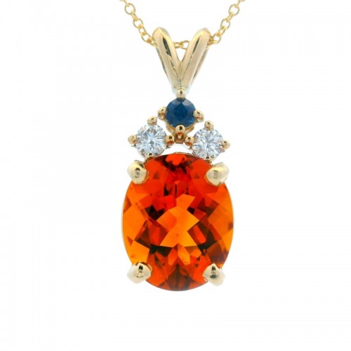 Oval Citrine Spirit Pendant with Sapphire and Diamonds