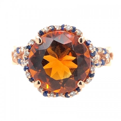 Orange and Blue Spirit Ring in Rose Gold